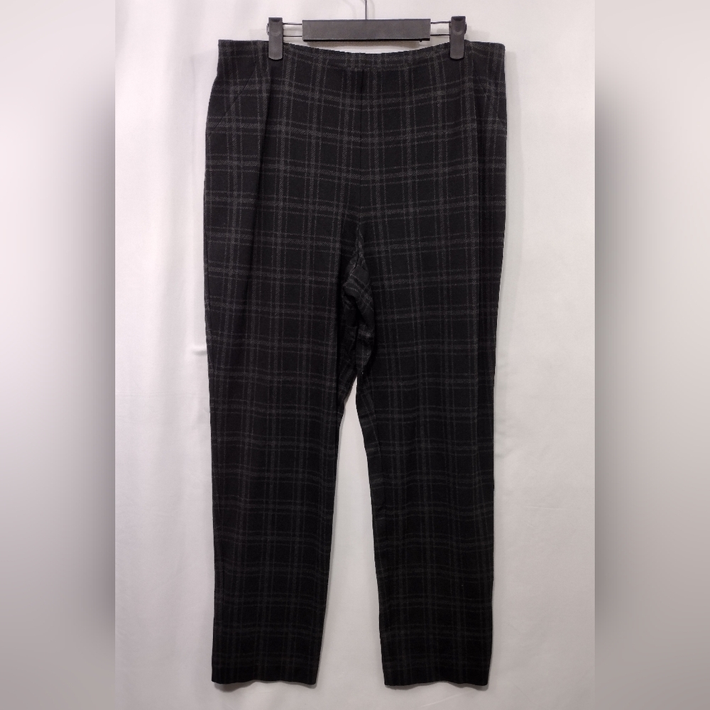 J. Jill Plaid Slim Leg Ponte Pants Womens L Black Retro 90s Y2K Casual Comfy
